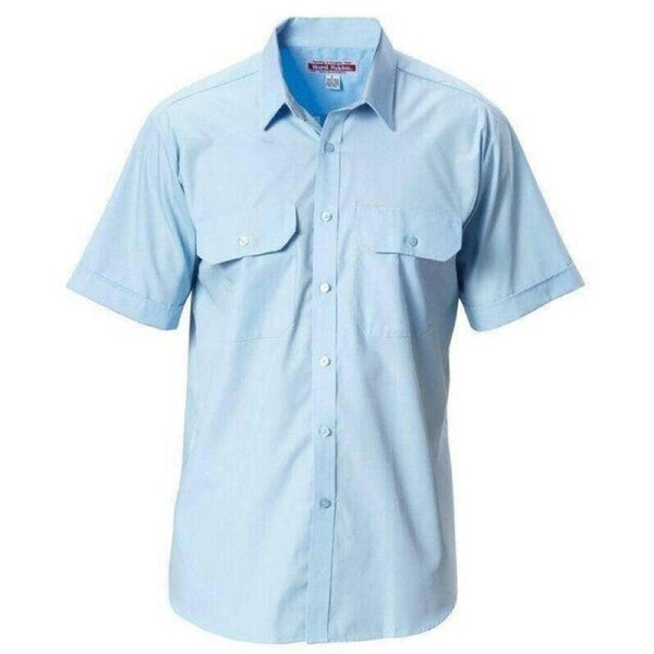 5x GPI Corporate Short Sleeve Permanent Press Short Sleeve Shirt in Blue M