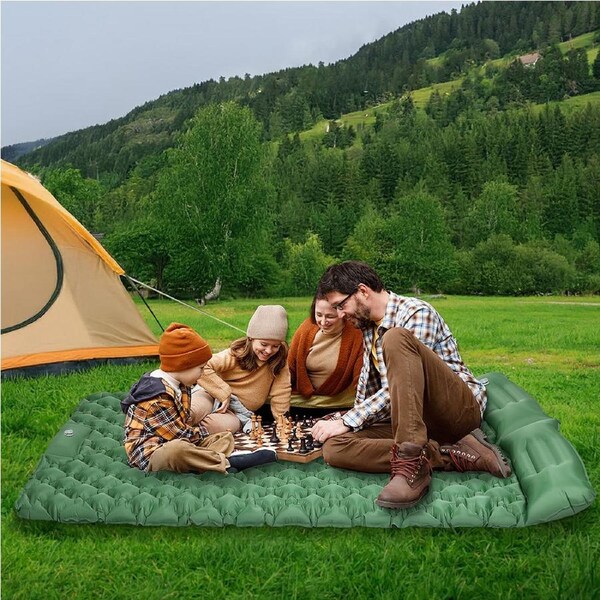 Mountview Self Inflating Camping Mattress w/ Pillow, Single/Double Air Bed Pad Double-198cm x 130cm x 6.5cm