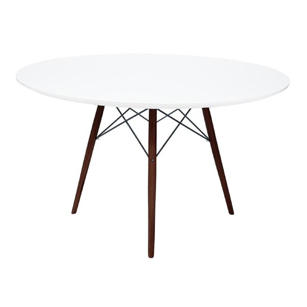 SK Designer Living - Replica Eames Eiffel Round Wood Dining Table - 120cm Walnut & White