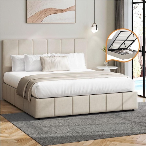 Oikiture Bed Frame Queen Double King Single Gas Lift Storage Base VISH Double