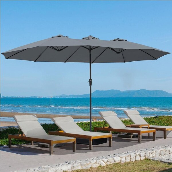 Mountview Patio Umbrella Outdoor Garden Pool Market Base Stand Double-sided Dark Grey