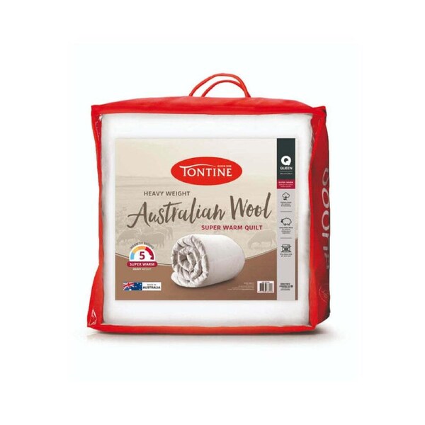 Tontine Australian Premium Wool Super Warm Heavy Weight Quilt Bedding - White Single