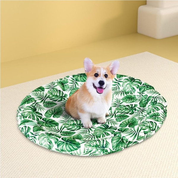 i.Pet Pet Cooling Mat Gel Dog Cat Self-cool Puppy Pad Large Bed Summer 75cm Green-round