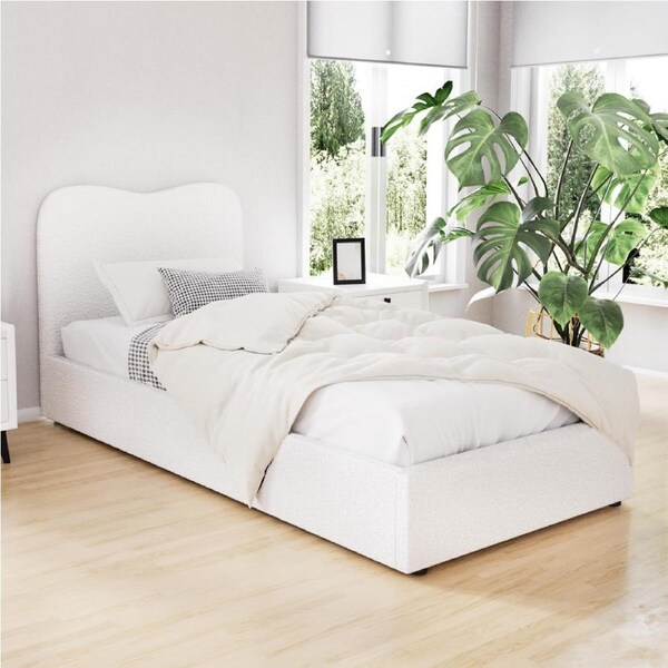 Artiss Bed Frame King Queen Double Single Size Mattress Base Wooden Platform Boucle Beige DARA Single