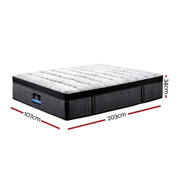 Giselle 34cm Mattress 9 Zone Euro Top Bed Latex Foam King Single