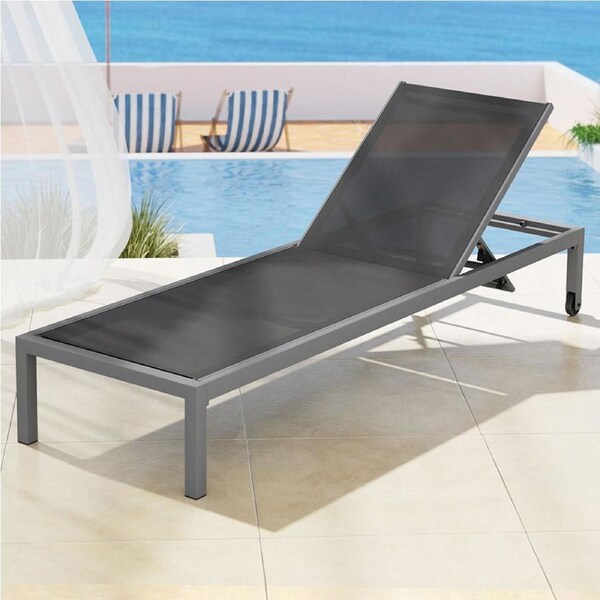 Gardeon Sun Lounge Outdoor Lounger Patio Furniture Aluminium Wheels Pool Grey