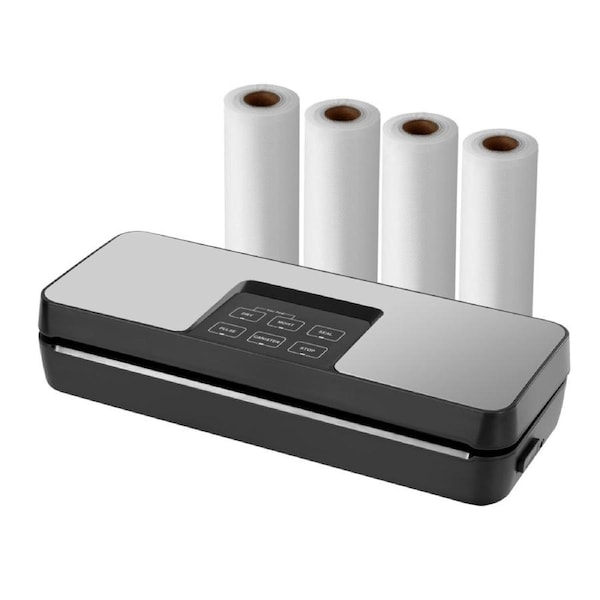 Devanti Food Vacuum Sealer Machine Fresh Storage Sealing Cutter Bags 15/28cm 4 Rolls Sealer bags 30cm machine+15cm*4rolls bags