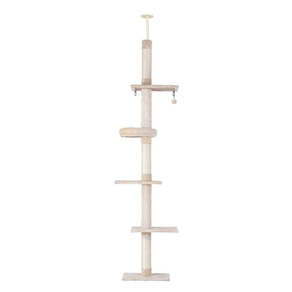i.Pet Cat Tree Tower Scratching Post Scratcher Floor to Ceiling Cats Bed 230-290cm Beige