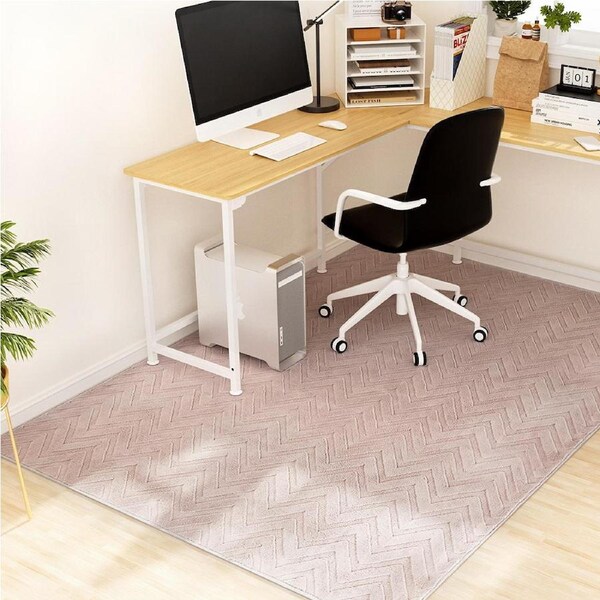 Artiss Floor Rugs Washable Area Mat Large Carpet Jacqared Microfiber Ripple Pink 120cm x 160cm
