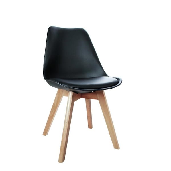 Artiss 4x Dining Chairs Retro Replica DSW Cafe Kitchen Chair PU Leather Black Wooden