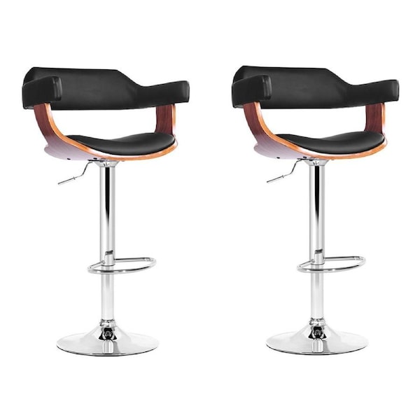Artiss Bar Stools Kitchen Stool Chairs Bentwood Series Barstool Dining Chair Swivel Selina - Black with Silver
