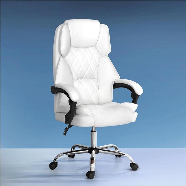 Artiss Executive Office Chair Computer Desk Gaming Chairs Footrest Recline White