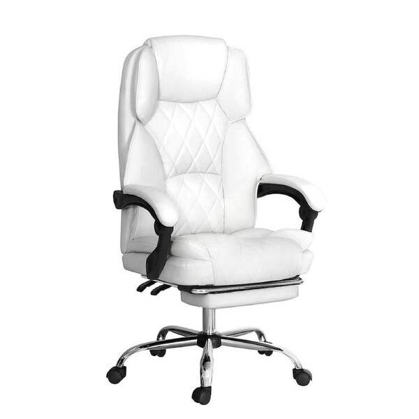 Artiss Executive Office Chair Computer Desk Gaming Chairs Footrest Recline w/ Footrest - White