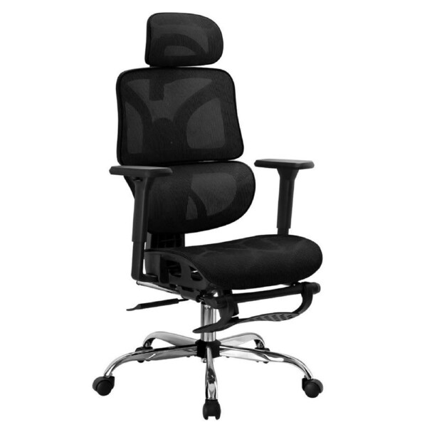 Artiss Ergonomic Office Chair Computer Mesh Chairs Recliner Headrest Footrest 2 - Black