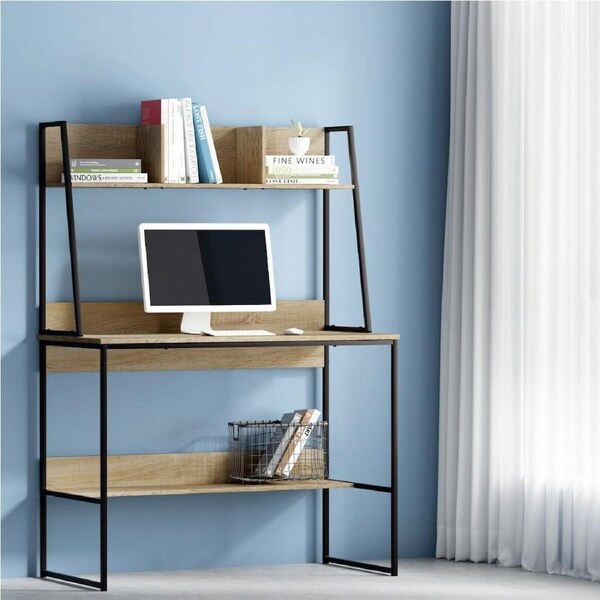 Artiss Computer Desk Home Office Study Gaming Desks Laptop Table Bookshelf 100CM Oak