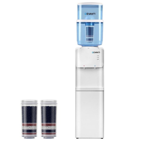 Devanti Water Cooler Set Dispenser Stand Cold Hot Purifier 22L Bottle Filter Model 3: White