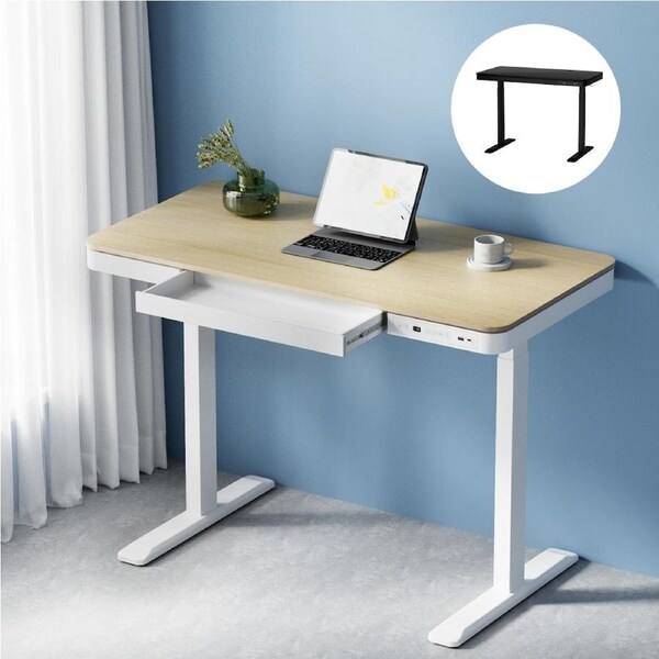 Artiss Electric Standing Desk Dual Motor Sit Stand Desks Table w/Drawer 120CM Black