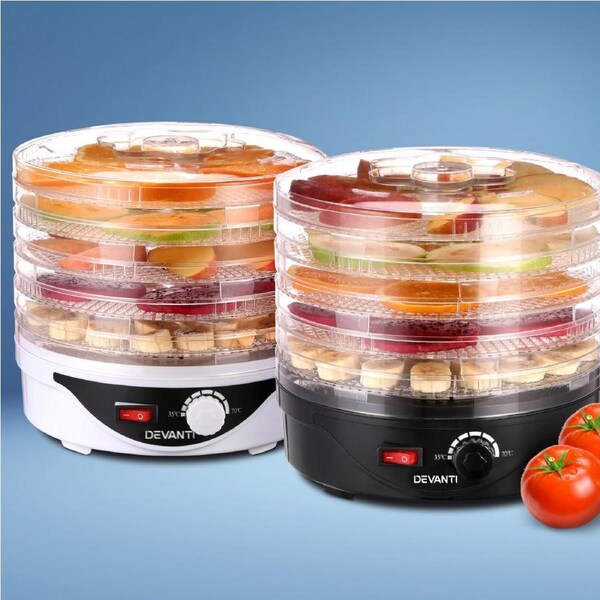 Devanti 5 Trays Food Dehydrator Fruit Dehydrators Pet Beef Jerky Dryer Black