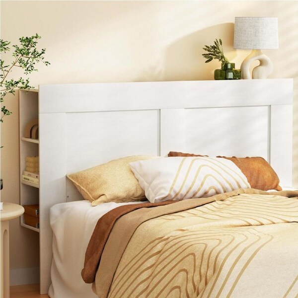 Artiss Bed Head Headboard Queen King Shelves - CABI White Black White - Queen