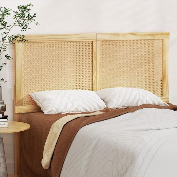 Artiss Bed Head Headboard Queen Double Rattan - RIBO Pine Double