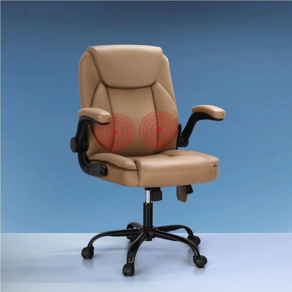 Artiss Massage Office Chair Executive Computer Desk Chairs Recliner PU Leather Brown