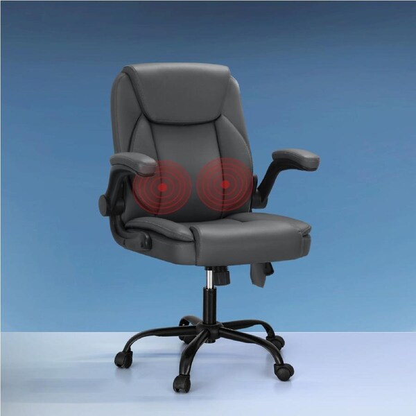 Artiss Massage Office Chair Executive Computer Desk Chairs Recliner PU Leather Grey