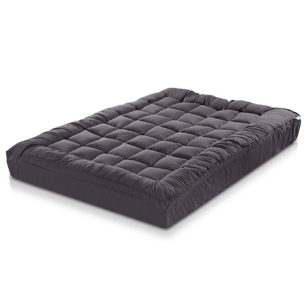 Giselle Bedding Mattress Topper Pillowtop Toppers Protector Mat Cover All Sizes Model 5(Charcoal)-Queen