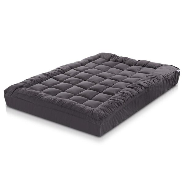Giselle Bedding Mattress Topper Pillowtop Toppers Protector Mat Cover All Sizes Model 5(Charcoal)-Double