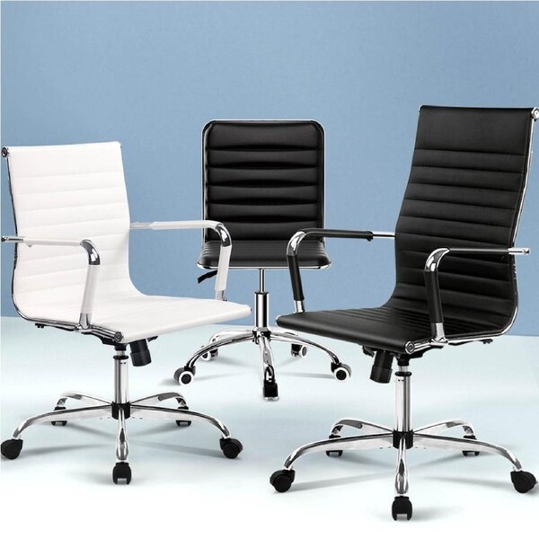 Artiss Office Chair Conference Chairs Computer Desk Home Stool PU Leather Low?ack black