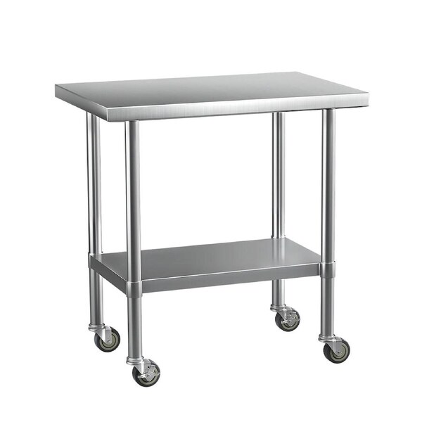 Cefito 430 Stainless Steel Kitchen Benches Work Bench Food Prep Table w/ Wheels Model 6 + 4'' Castors
