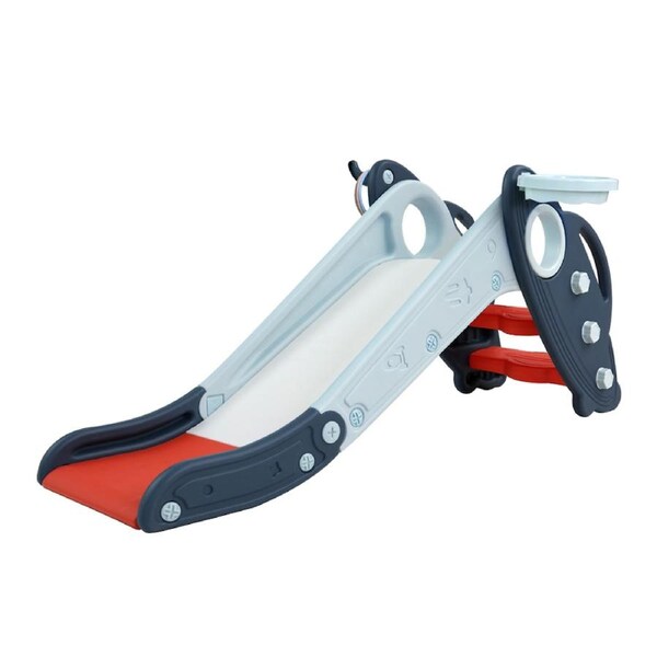 100cm Keezi Kids Slide Set Basketball Hoop Indoor Outdoor Playground Toys Blue and red