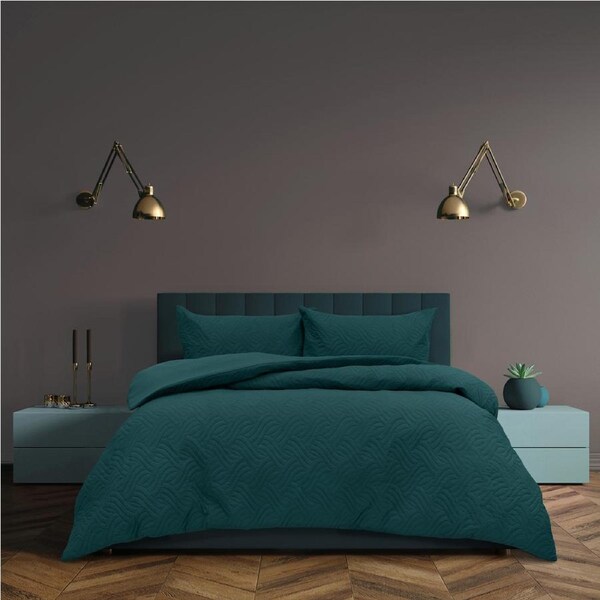 Ardor Boudoir Asher 90GSM Quilt Cover Home/Room Bedding Sheet Set Deap Teal Queen