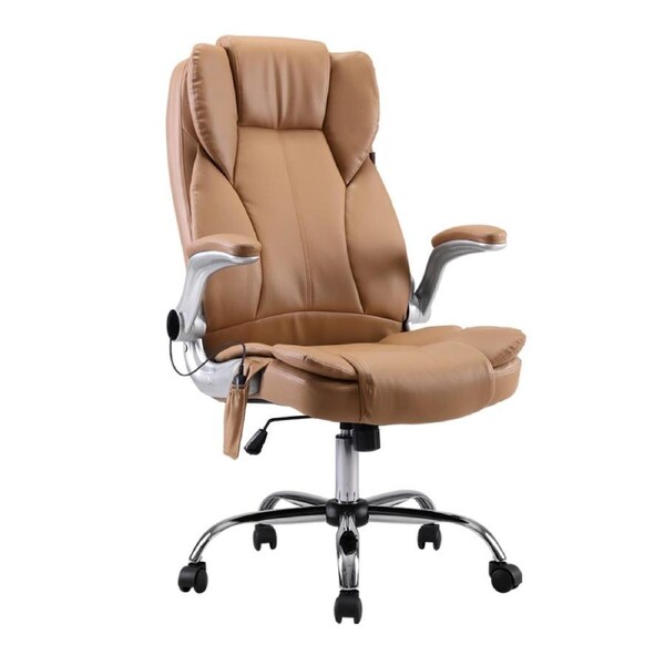 Artiss Office Chair Executive Massage Computer Chairs High Back PU Leather Model 5 Brown