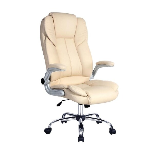 Artiss Executive Office Chair Computer Gaming Chairs PU Leather Tilt Beige