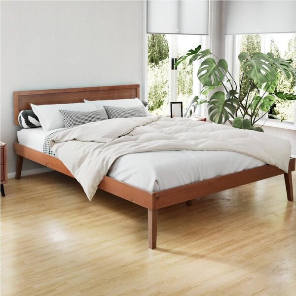 Artiss Bed Frame Single Queen Size Wooden Base Mattress Platform Timber Walnut SPLAY Single