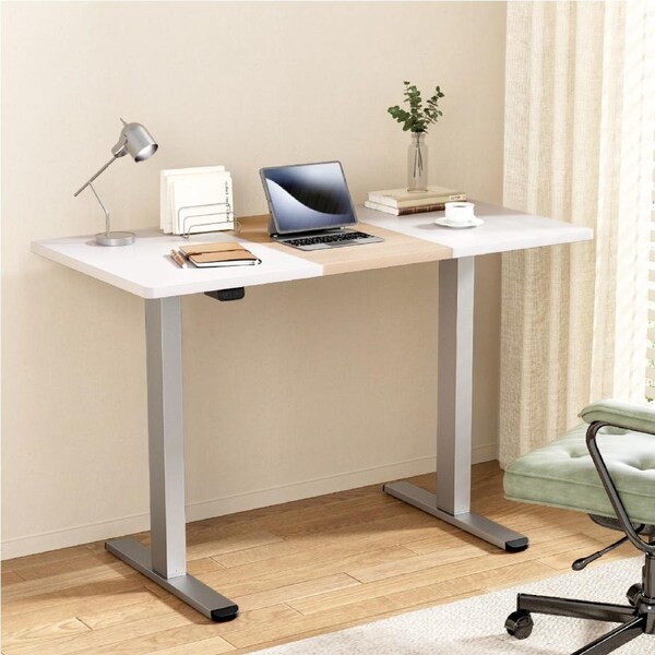 Artiss Motorised Standing Desk Electric Sit Stand Desks Computer Table 120/140CM 120cm White & oak desktop