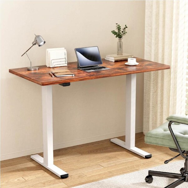 Artiss Electric Standing Desk Motorised Sit Stand Desks Computer Table 120/140CM 140cm Rustic Brown desktop