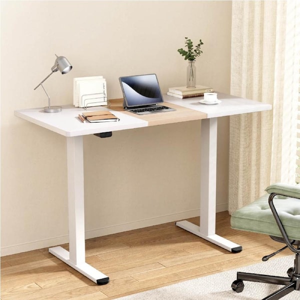 Artiss Electric Standing Desk Motorised Sit Stand Desks Computer Table 120/140CM 120cm White & oak desktop