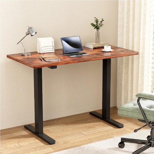 Artiss Electric Standing Desk Motorised Sit Stand Computer Desks Table 120/140CM 120cm Rustic Brown desktop