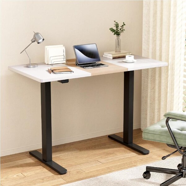 Artiss Electric Standing Desk Motorised Sit Stand Computer Desks Table 120/140CM 120cm White & oak desktop