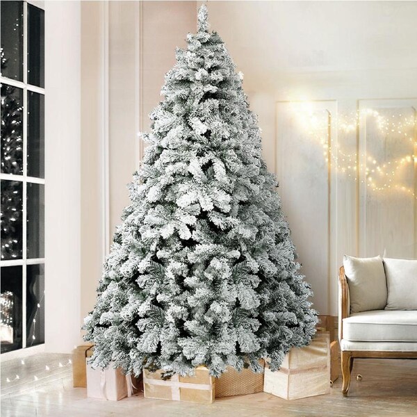 Jingle Jollys Christmas Tree 1.8M/2.1M/2.4M/2.7M Xmas Trees Party Decorations Snow Flocked 1.8M