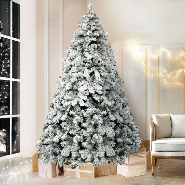 Jingle Jollys Christmas Tree 1.8M/2.1M/2.4M/2.7M Xmas Trees Party Decorations Snow Flocked 2.1M