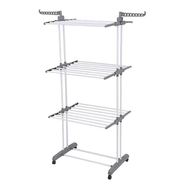 Foldable Garment Hanger Clothes Airer Drying Rack Laundry Support Horse 3 Tiers Grey