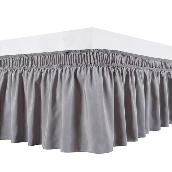 Wrap Around Valance Bed Skirt Dust Ruffled Single Double Queen and King Grey Double
