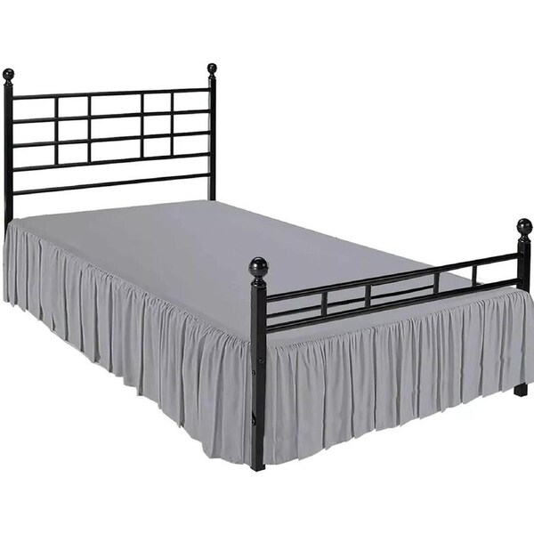 Ruffled Bed Skirt Split Corners with Platform 36cm Drop Wrinkle Bed Skirts Grey Twin
