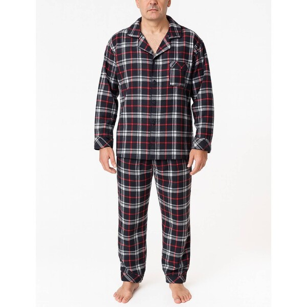 Mens Plus Size Flannelette Pyjamas 100% Cotton PJs Set Top Pants in Red Check 4XL