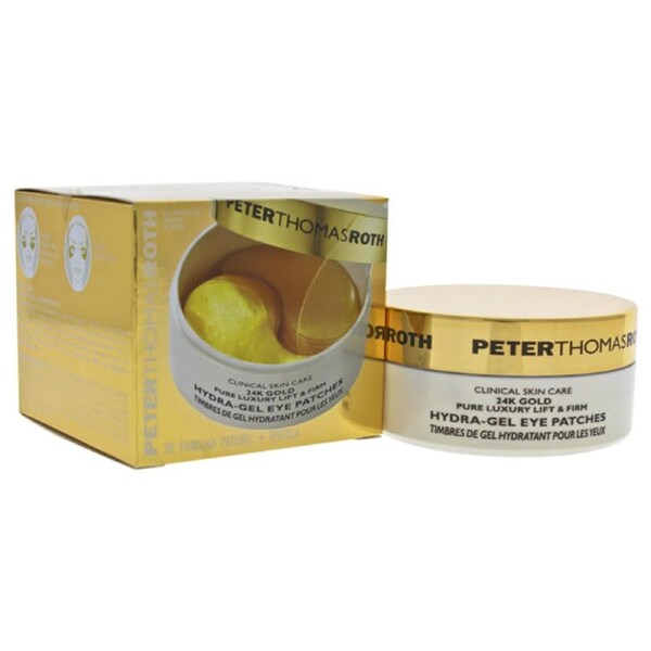 24K Gold Pure Luxury Lift and Firm Hydra-Gel Eye Patches by Peter Thomas Roth for Women - 60 Pc Patches 60 Pc Patches + Spatula