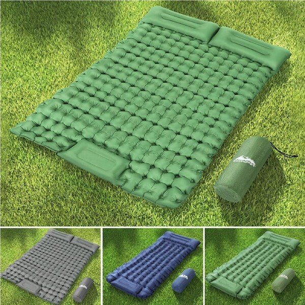 Weisshorn Self Inflating Mattress Camping Sleeping Mat Air Bed Double Pillow Bag Model 2 - Single & Blue