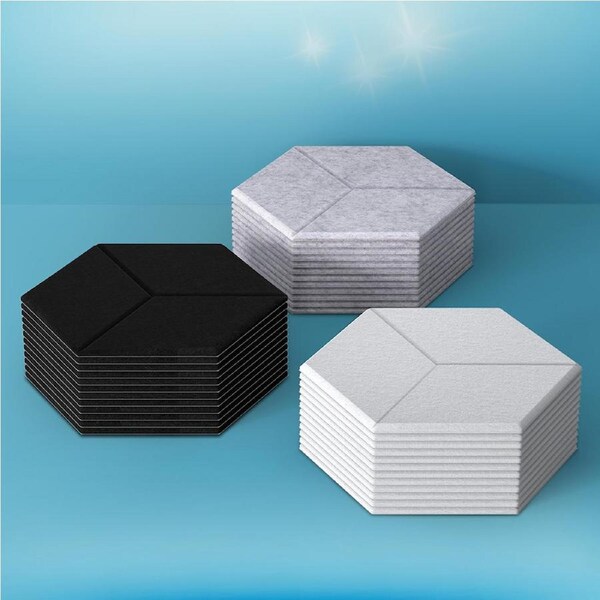 Alpha Acoustic Foam 12pcs 35x30x0.9cm Soundproof Absorption Panel Adhesive Black