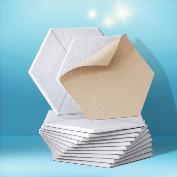Alpha Acoustic Foam 12pcs 35x30x0.9cm Soundproof Absorption Panel Adhesive White